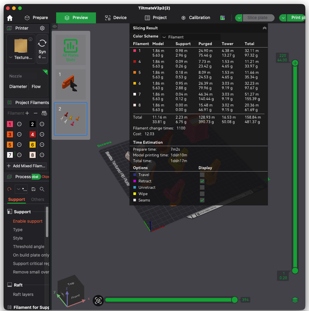 Start with your slice.. Your slicer already knows the materials, colors, estimated usage and print time. Start with the information you have.